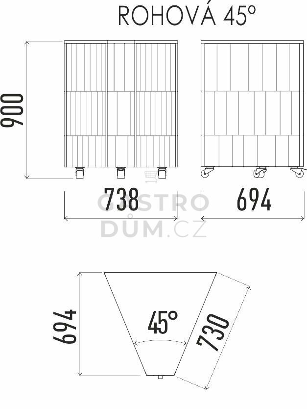 Enofrigo neutrální rohový modul 45 NE 45°