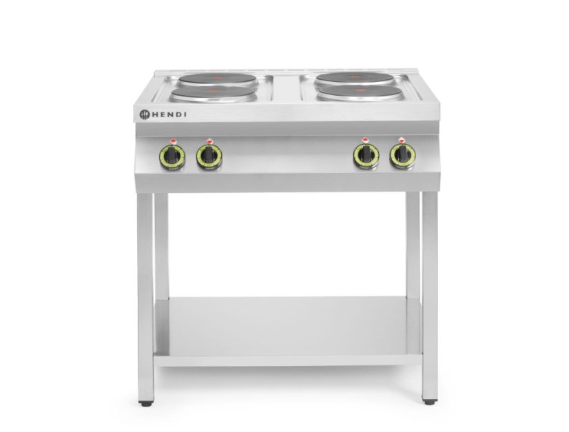 Elektrický vařič Kitchen Line – 4 plotýnky s otevřenou podstavou, HENDI, Kitchen Line, 400V/10400W, 800x700x(H)900mm