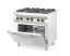 Plynový sporák se 4 hořáky a konvektomatem GN 1/1, HENDI, Kitchen Line, 230V/3000W, 19kW, 800x722x(H)900mm