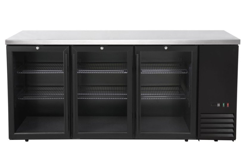 Chladicí barový pult, skleněné dveře, Arktic, 6 polic, 493L, Černá, 230V/185W, 1826x631x(H)865mm
