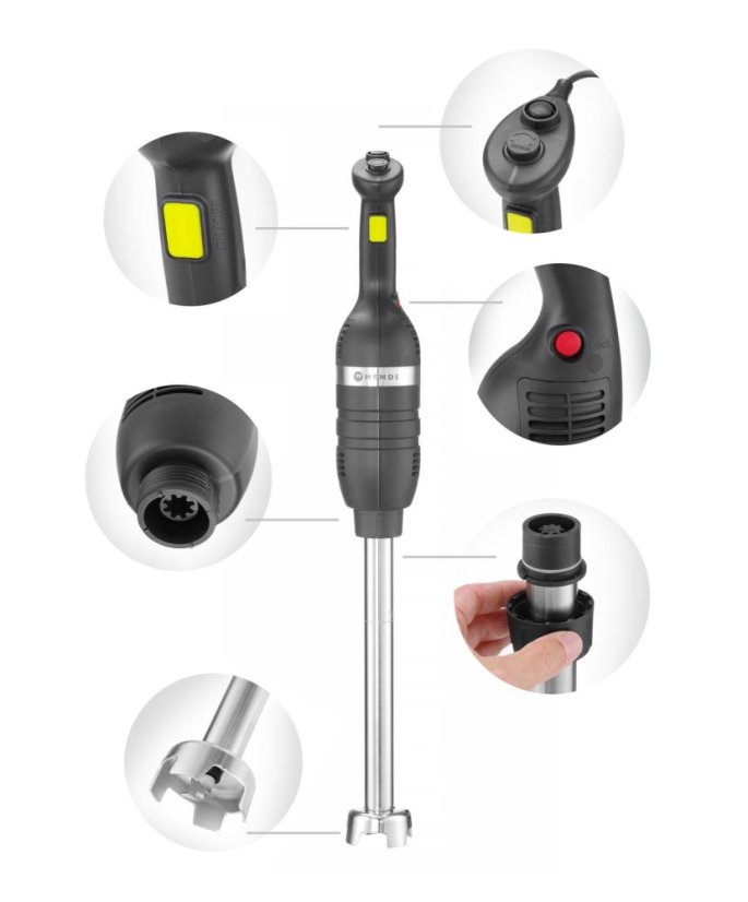 Tyčový mixér 500 s variabilní rychlostí a mixovací hřídelí 500 mm, HENDI, Kitchen Line, Černá, 230V/500W, ⌀100x916mm