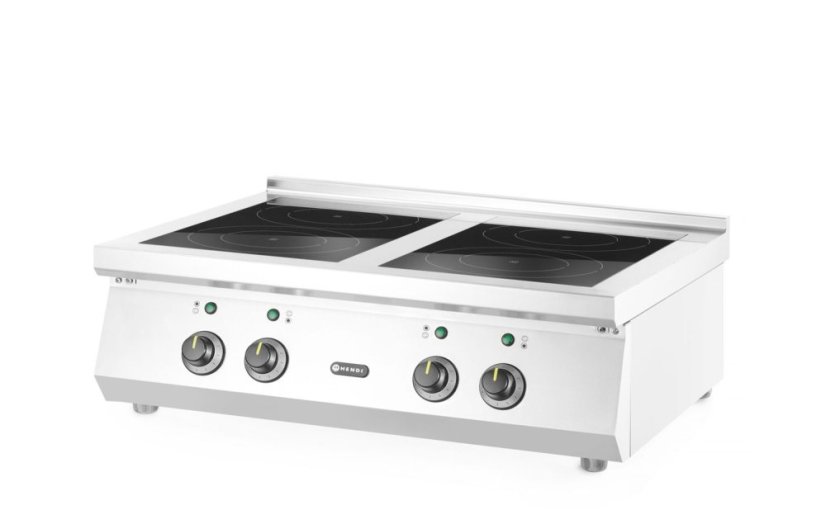Indukční sporák, 4 varné zóny, HENDI, 2x3.5 kW hobs & 2x5 kW hobs, 400V/17000W, 800x700x(H)311mm