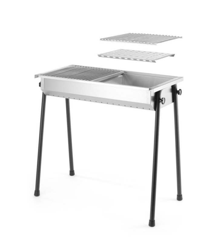 Gril na dřevěné uhlí Patio, HENDI, 770x380x(H)760mm
