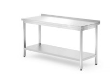 Nástěnný stůl s policí – šroubovaný, hloubka 700 mm, HENDI, Profi Line, 1600x700x(H)850mm