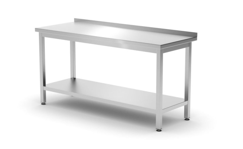 Nástěnný stůl s policí – šroubovaný, hloubka 600 mm, HENDI, Profi Line, 1600x600x(H)850mm