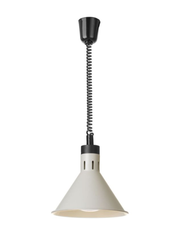 Závěsná výhřevná lampa s nastavitelnou výškou, kuželová, HENDI, Bílá, 230V/375W, ⌀275x(H)250mm