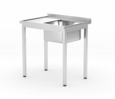 Dřezový stůl s policí – šroubovaný, hloubka 600 mm, HENDI, Profi Line, Pravá strana, 800x600x(H)850mm