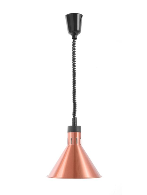 Závěsná výhřevná lampa s nastavitelnou výškou, kuželová, HENDI, Měděná, 230V/375W, ⌀275x(H)250mm