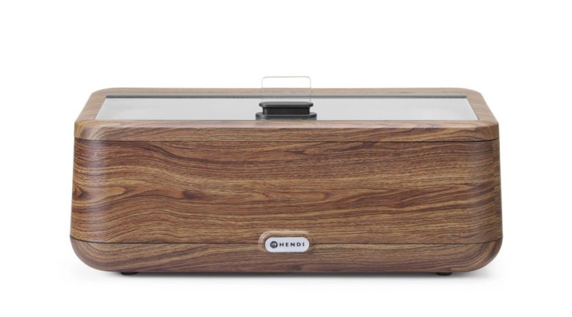 Chafing dish UNIQ, HENDI, designed by Robert Bronwasser, GN 1/1, Dřevo, 230V/700W, 607x402x(H)245mm