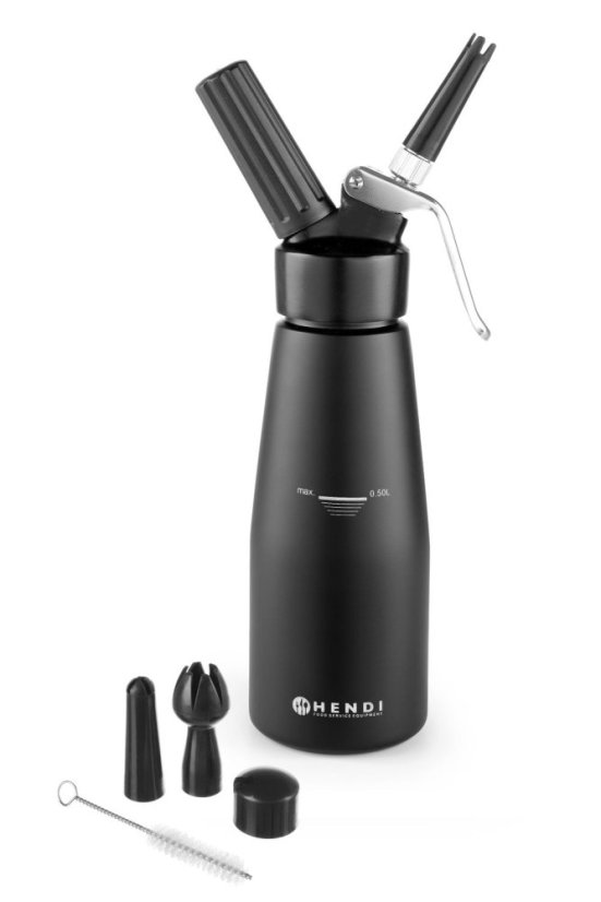 Láhev na šlehačku, HENDI, Kitchen Line, 0,5L, Černá, ⌀80x(H)260mm