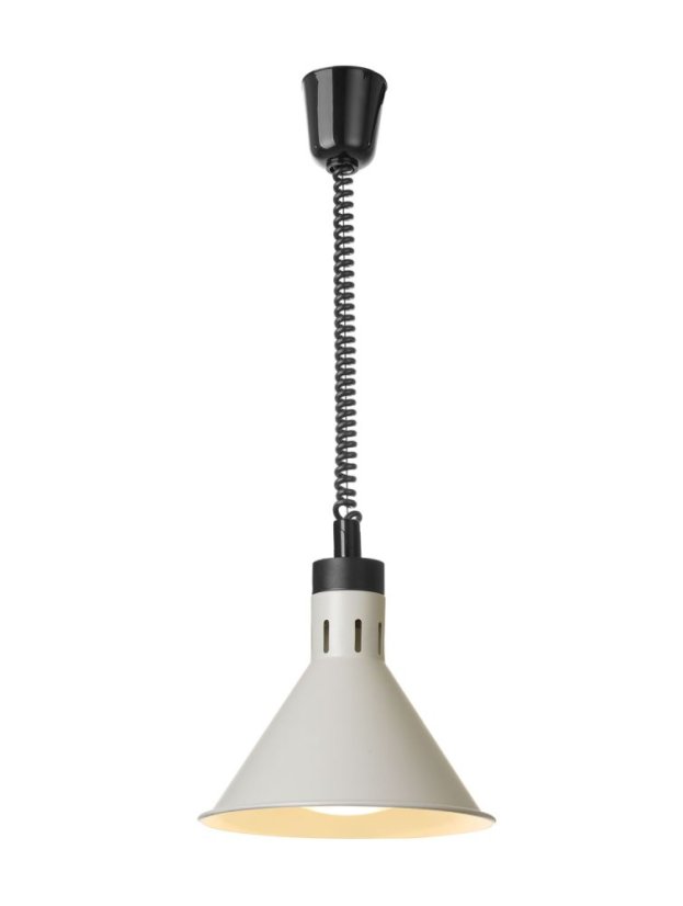 Závěsná výhřevná lampa s nastavitelnou výškou, kuželová, HENDI, Bílá, 230V/375W, ⌀275x(H)250mm