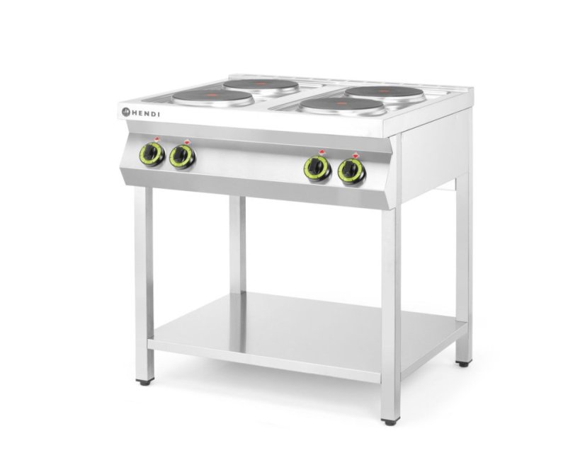 Elektrický vařič Kitchen Line – 4 plotýnky s otevřenou podstavou, HENDI, Kitchen Line, 400V/10400W, 800x700x(H)900mm