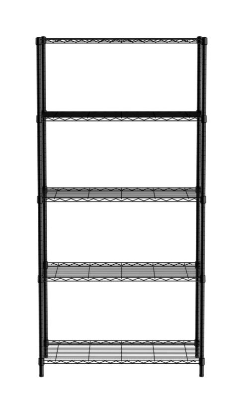 Úložný stojan s 5 policemi, HENDI, Černá, 910x455x(H)1830mm