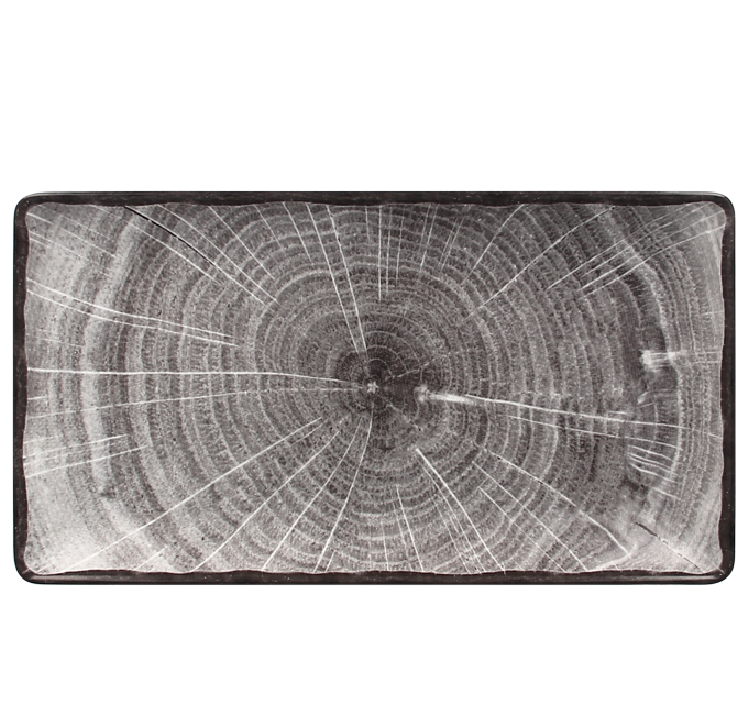 RAK Porcelain RAK Woodart talíř obdélný 33,5 × 18,1 cm – šedá | RAK-WDEDRG33BG