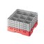 Cambro Koš Camrack 9 pozic, výška sklenice 25,8 cm - Červená