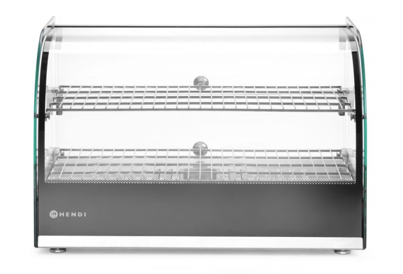 Vitrína ohřívací nastavitelná, HENDI, dvě patra, Černá, 230V/800W, 554x376x(H)376mm