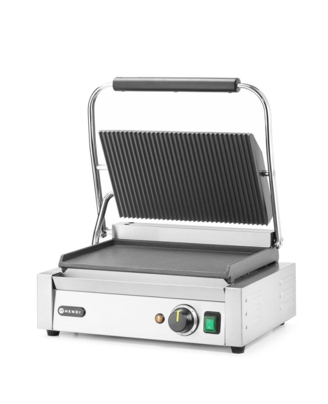 Kontaktní gril Panini, HENDI, vroubkovaná horní část, hladká spodní část, 230V/2200W, 430x375x(H)216mm