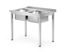 Stůl se 2 dřezy – šroubovaný, hloubka 700 mm, HENDI, Profi Line, 1000x700x(H)850mm