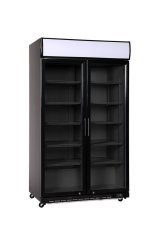 Chladnička s pruhovanými dveřmi, dvoukřídlé dveře, Arktic, Prístrešek s LED osvětlením, 827L, Černá, 230V/480W, 1130x720x(H)2023mm