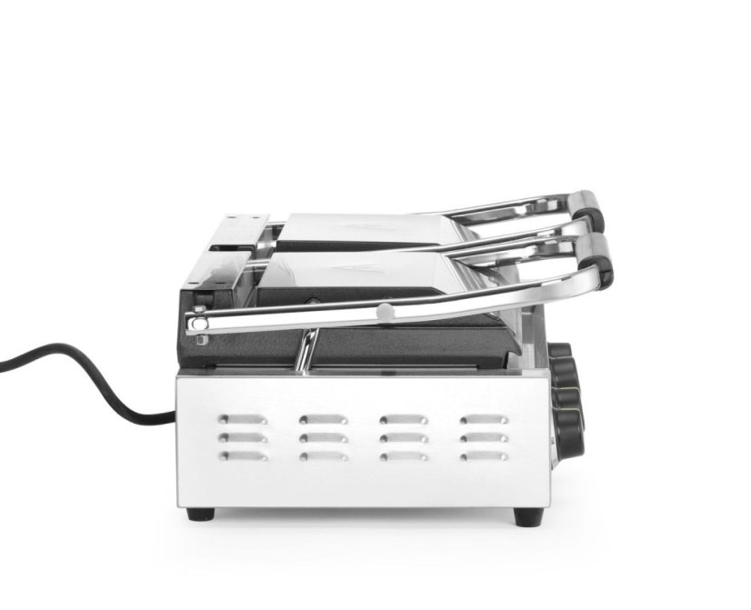 Kontaktní gril, dvojitý gril s časovačem, HENDI, Stříbrná, 220-240V/3600W, 570x375x(H)216mm, Obdélníkové