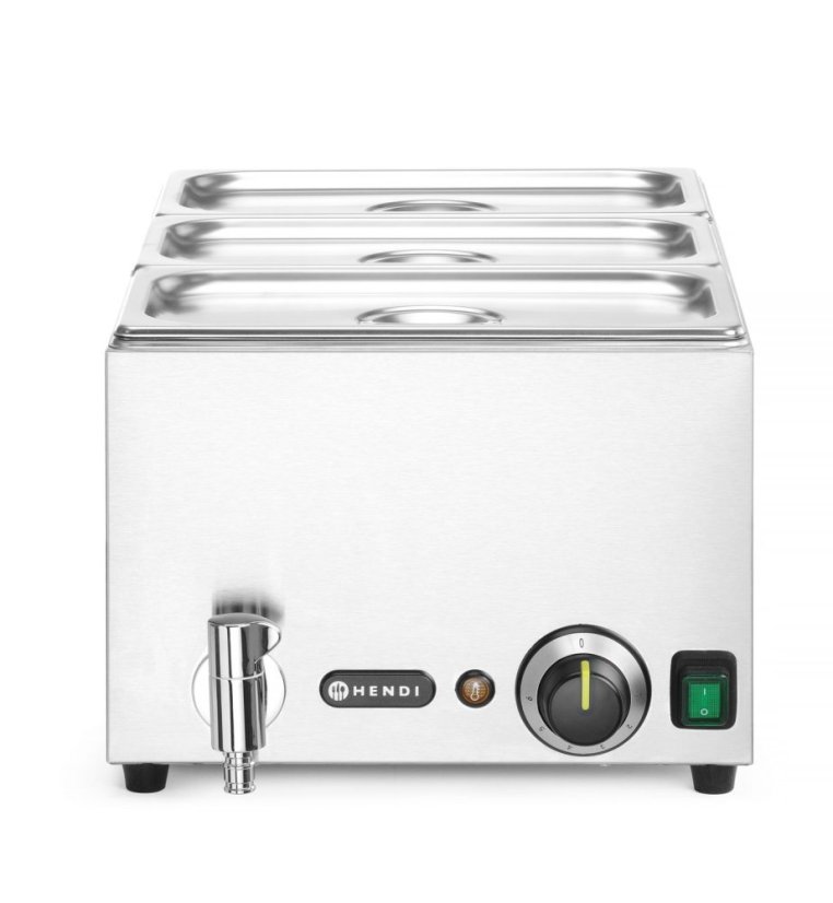 Sada Bain-marie s vypouštěcím kohoutkem Ranger, HENDI, GN (H)150mm, GN 1/1, 230V/1000W, 605x332x(H)242mm