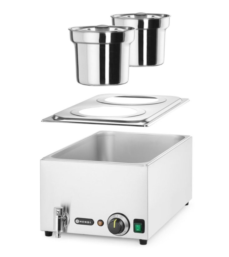 Sada: Bain-marie Ranger + 2x 4L nádoba s víkem, HENDI, GN (H)150mm, 8L, 230V/1000W, 604x332x(H)315mm