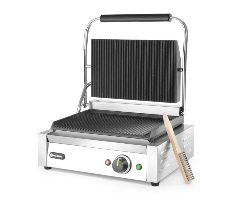 Kontaktní gril Panini, HENDI, Stříbrná, 220-240V/2200W, 430x375x(H)216mm