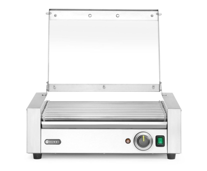 Gril na válečky, 1 zónový s energeticky úsporným krytem, HENDI, 230V/790W, 566x450x(H)259mm