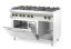 Plynový sporák Kitchen Line 6 hořáků s konvektomatem GN 1/1, HENDI, Kitchen Line, 230V/3000W, 28,5kW, 1200x722x(H)900mm