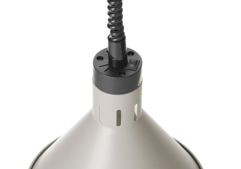 Závěsná výhřevná lampa s nastavitelnou výškou, kuželová, HENDI, Bílá, 230V/375W, ⌀275x(H)250mm