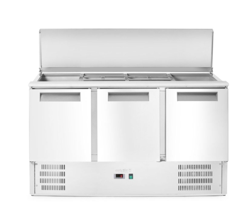 Třídveřový chlazený salátový stůl s odklápěcím víkem, Arktic, 219L, 230V/155W, 700x1365x(H)860mm