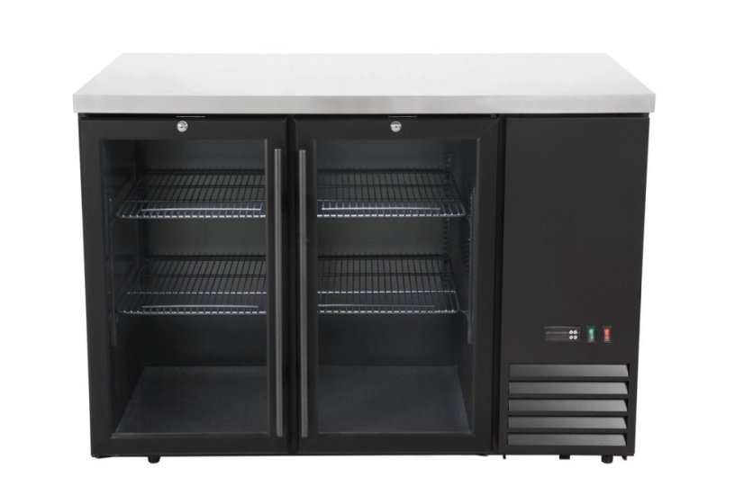 Chladicí barový pult, skleněné dveře, Arktic, 4 police, 283L, Černá, 230V/185W, 1217x631x(H)865mm Chladicí barový pult, skleněné dveře, Arktic, 4 police, 283L, Černá, 230V/185W, 1217x631x(H)865mm