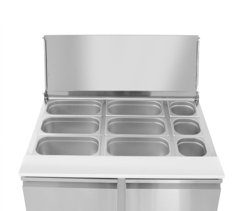 Dvoudveřový chlazený salátový stůl s odklápěcím víkem, Arktic, 169L, 230V/310W, 700x915x(H)875mm