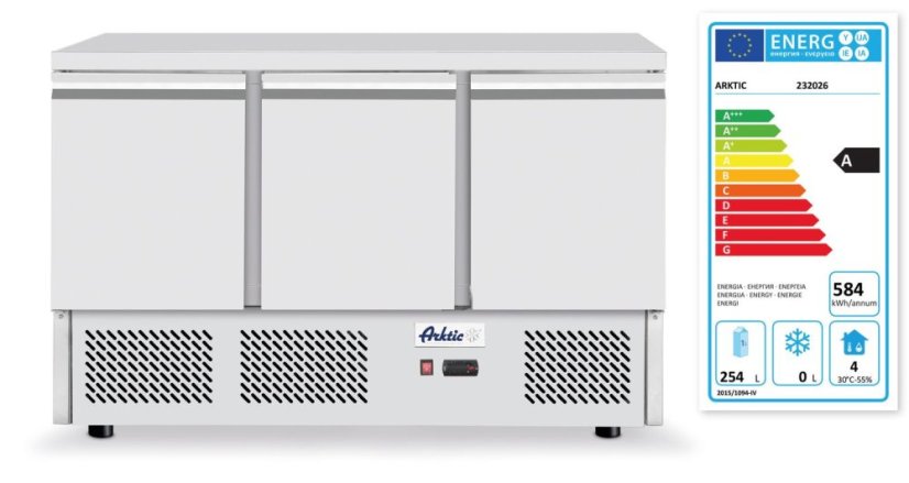Chladicí pizza pult, 3 dveře, Arktic, 254L, 230V/400W, 700x1400x(H)943mm