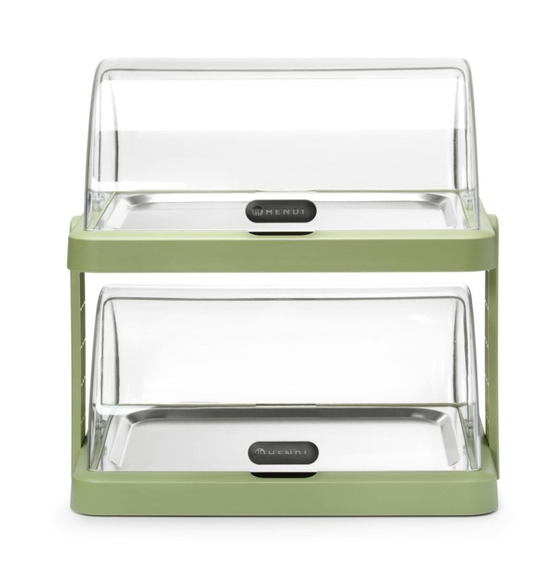 Chladicí vitrína roll top Duo UNIQ, HENDI, designed by Robert Bronwasser, Dvoudílná, Zelená, 480x355x(H)480mm, Obdélníkové