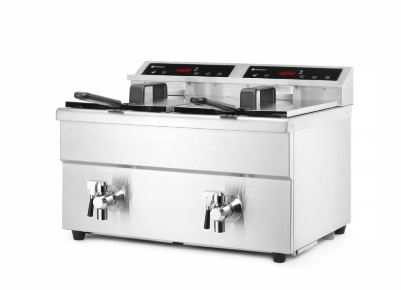 Indukční fritéza s výpustí - 2 x 8 l, HENDI, Profi Line, 16L, 230V/7000W, 577x609x(H)410mm