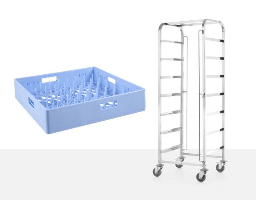 Vozík pro přepravu košů do myčky – 7 x 500x500 mm, HENDI, 615x560x(H)1710mm