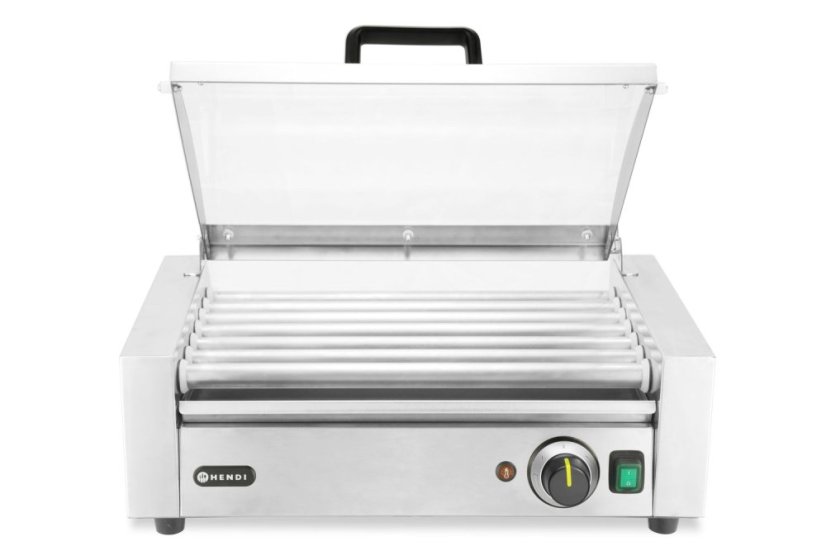 Gril na válečky, 1 zónový s energeticky úsporným krytem, HENDI, 230V/620W, 566x375x(H)259mm
