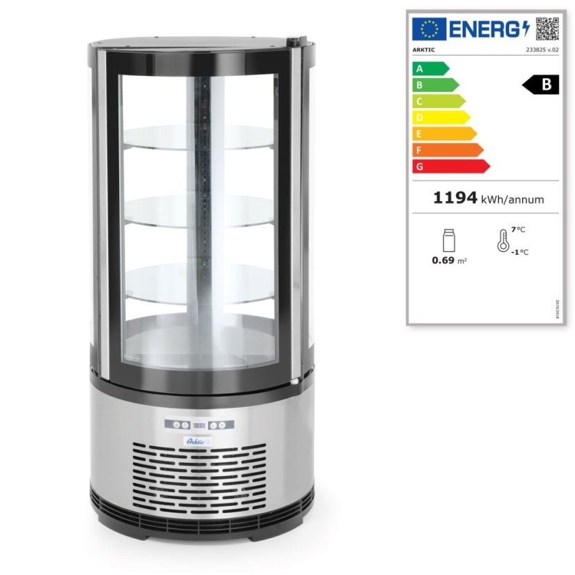 Chladicí vitrína, kulatá, Arktic, 100L, 230V/210W, ⌀480x(H)1065mm