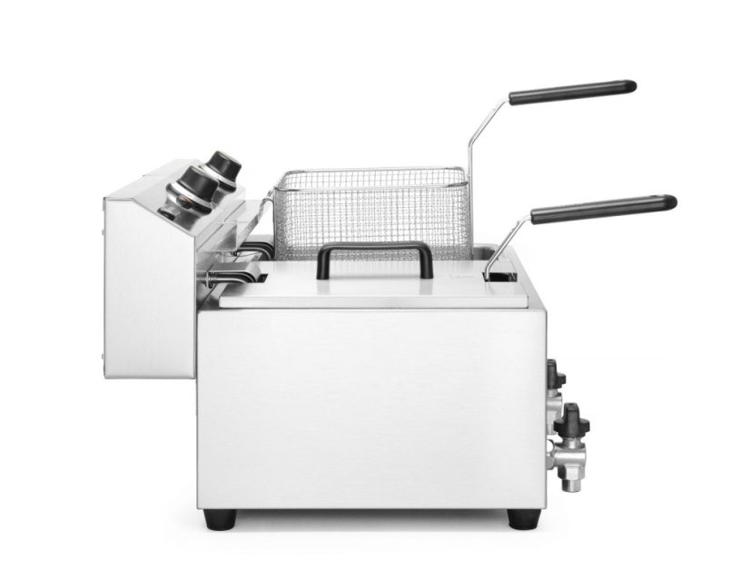 Ruční fritéza s vypouštěcím kohoutem, 2 × 8 l, HENDI, Profi Line, 16L, 230V/7000W, 610x515x(H)369mm