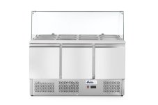 Třídveřový chladicí vozík na salát se skleněným nástavcem, Arktic, 254L, 230V/310W, 700x1365x(H)1300mm