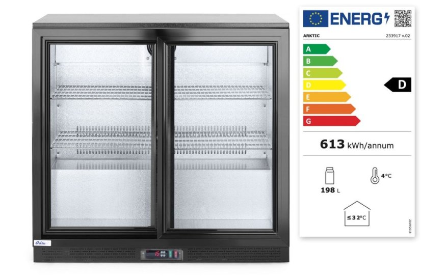 Zadní barová chladnička s dvojitými posuvnými dveřmi, Arktic, 158L, Černá, 230V/160W, 520x900x(H)870mm