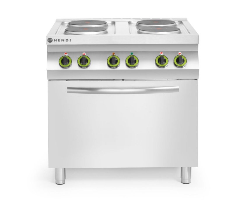 Elektrický vařič Kitchen Line – 4 plotýnky s konvektomatem GN 1/1 , HENDI, Kitchen Line, GN 1/1, 400V/13400W, 800x700x(H)900mm