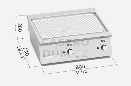 Elektr. grilovací plotna Bertos SE7FR8B-2/CPD