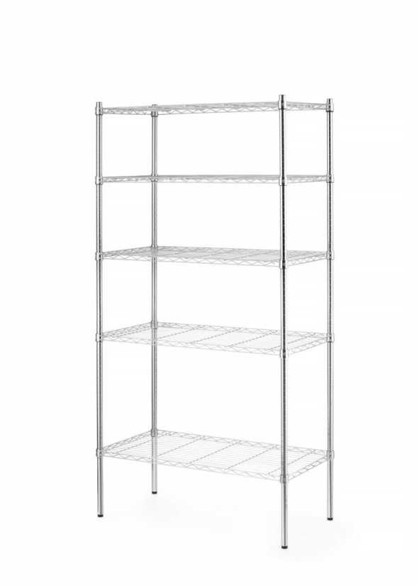 Úložný stojan s 5 policemi, HENDI, Chrom, 910x455x(H)1830mm