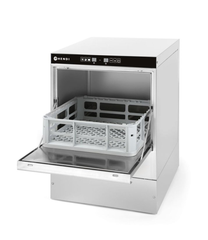 Myčka na sklo 40x40 - elektromechanické řízení, HENDI, s odpadním čerpadlem a dávkovačem mycího prostředku, 230V/2800W, 470x510x(H)710mm