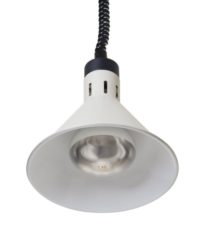 Závěsná výhřevná lampa s nastavitelnou výškou, kuželová, HENDI, Bílá, 230V/375W, ⌀275x(H)250mm