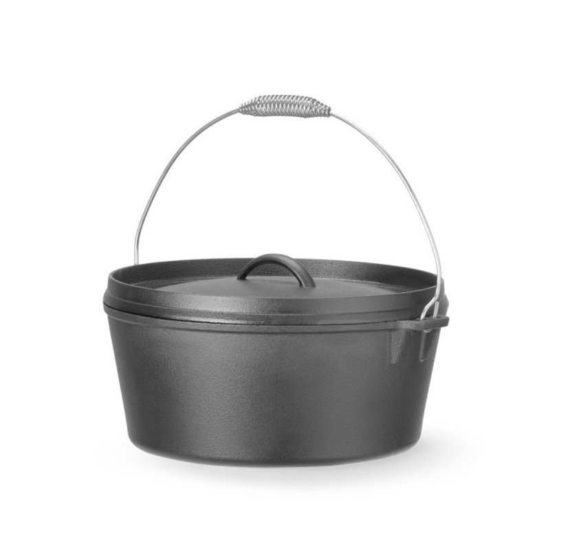 Litinový hrnec, HENDI, 7,2L, Černá, ⌀310x(H)130mm, Kulatý