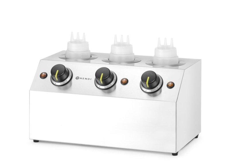 Ohřívač omáček, HENDI, 3x0,65L, Stříbrná, 220-240V/600W, 395x239x(H)211mm