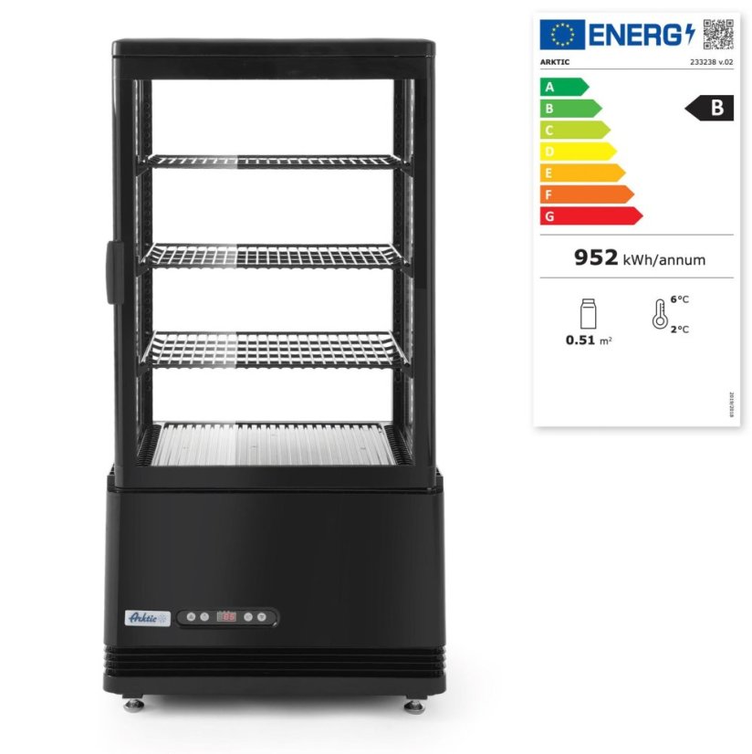 Chlazená skříň displeje, 68 l, Arktic, Černá, 230V/170W, 444x397x(H)875mm